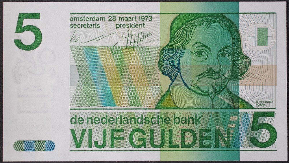 Netherlands P95a 5 Gulden Gem Uncirculated
