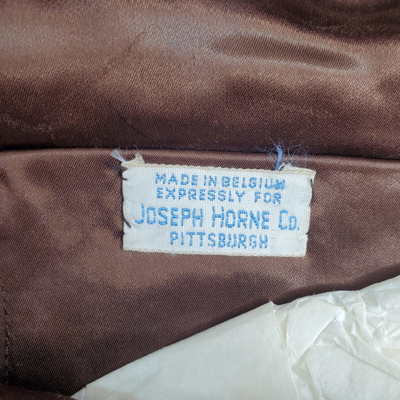 Joseph Horne Pittsburgh Belgium Brown Beaded Evening Bag Handle Twist Top Lock