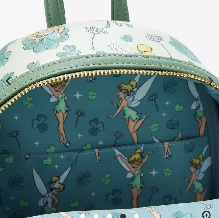 Loungefly Disney Peter Pan Tinker Bell Clover All-Over Print Mini Backpack