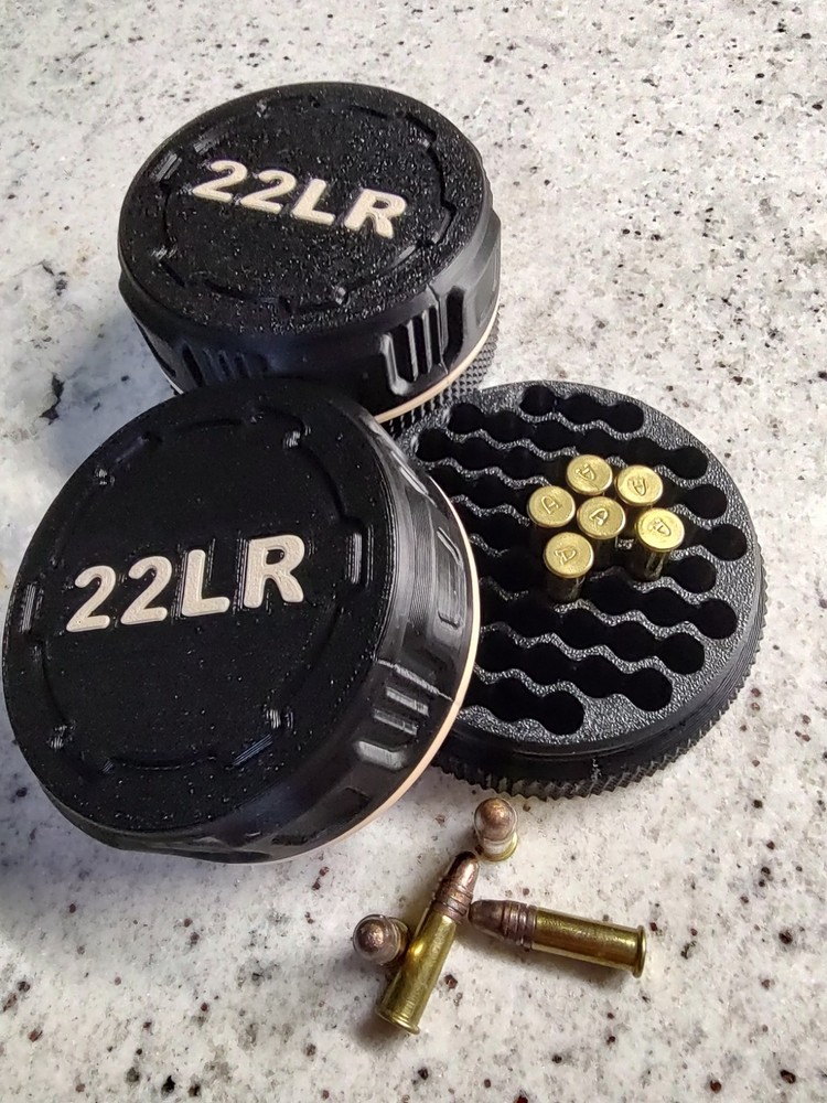 2-22 LR Mini  Ammo Box Storage Case.  55 Rounds ea. Screw On Lid. Stackable.