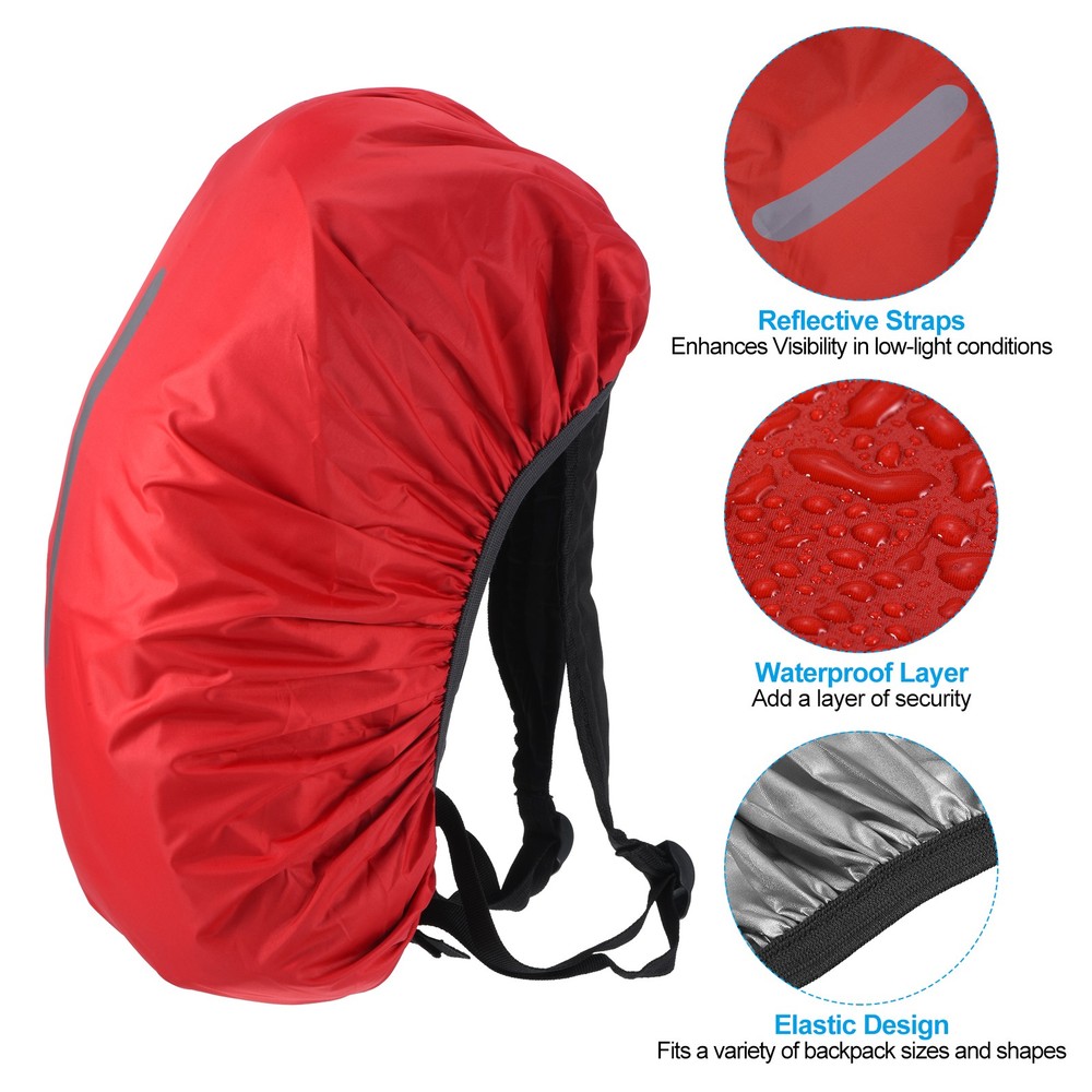 30-40L Waterproof Backpack Rain Cover with Vertical Strap S Red