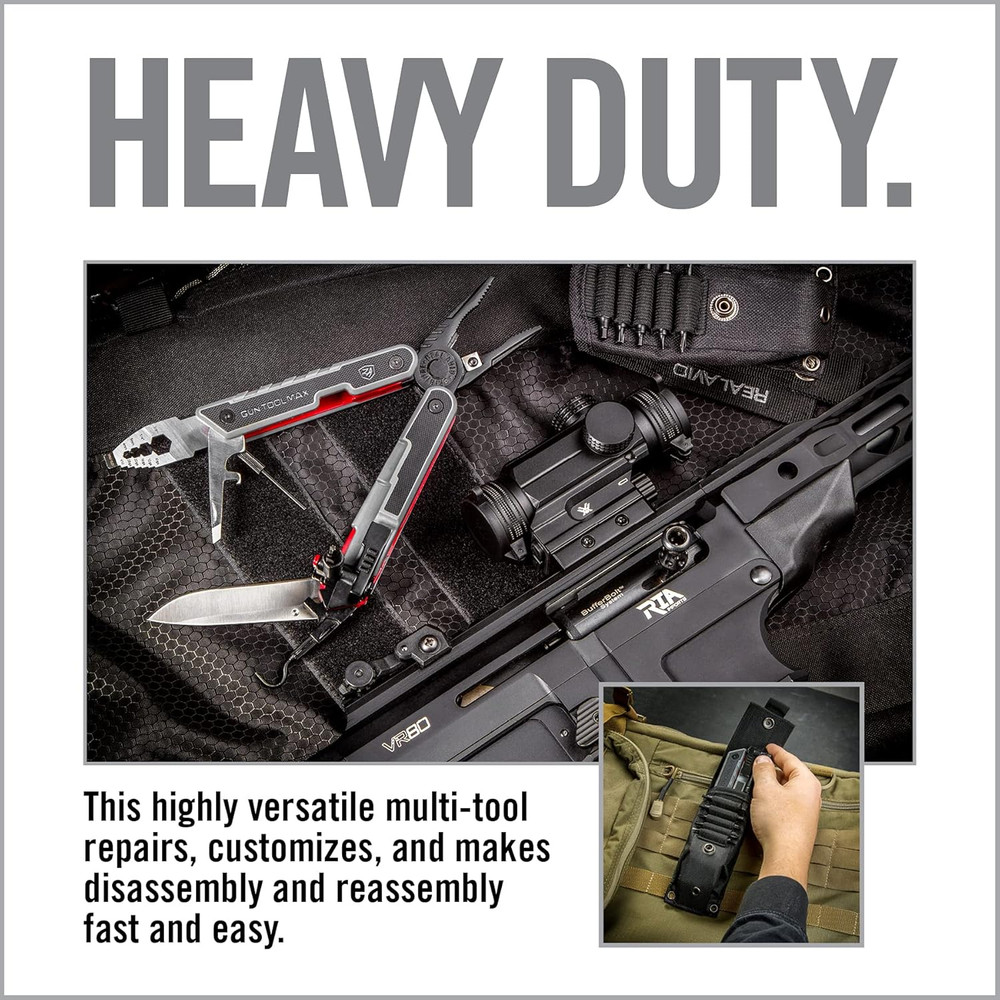 Gun Tool Max, 37-In-1 Multitool for Gunsmithing, Includes Pliers, Wire Cutters,