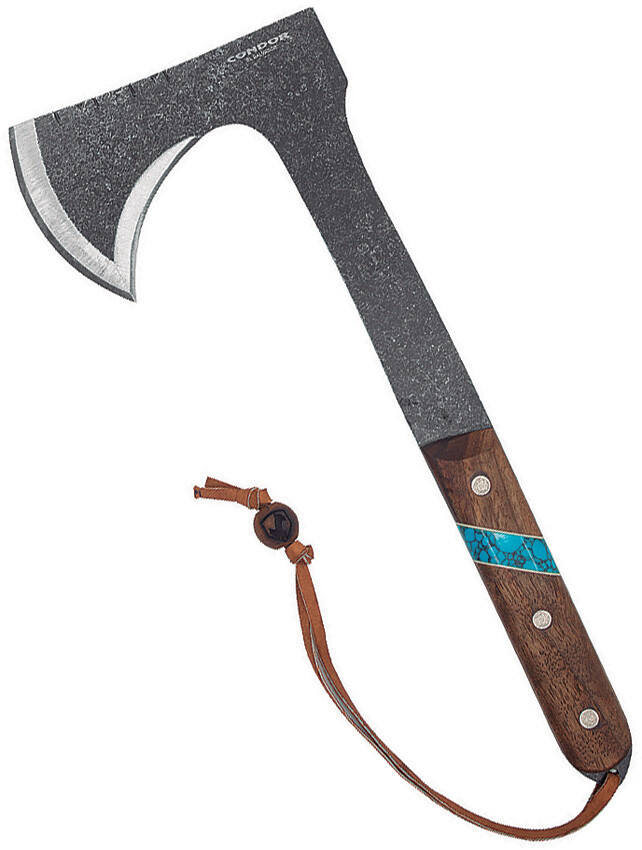 Condor Blue River Walnut & Turquoise 1075HC Fixed Blade Tomahawk 2826HC