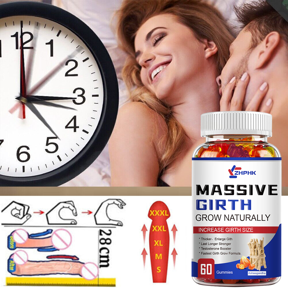 Testosterone Booster Massive Girth Grow, Libido Thicker,Men's Enhanced Gummies