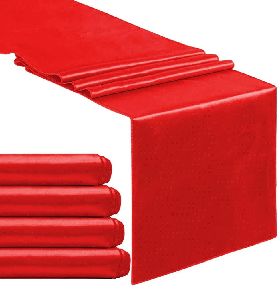 Red Table Runner Satin Table Runner 5 Pack 12x108 inch Satin Table Runner Sil...
