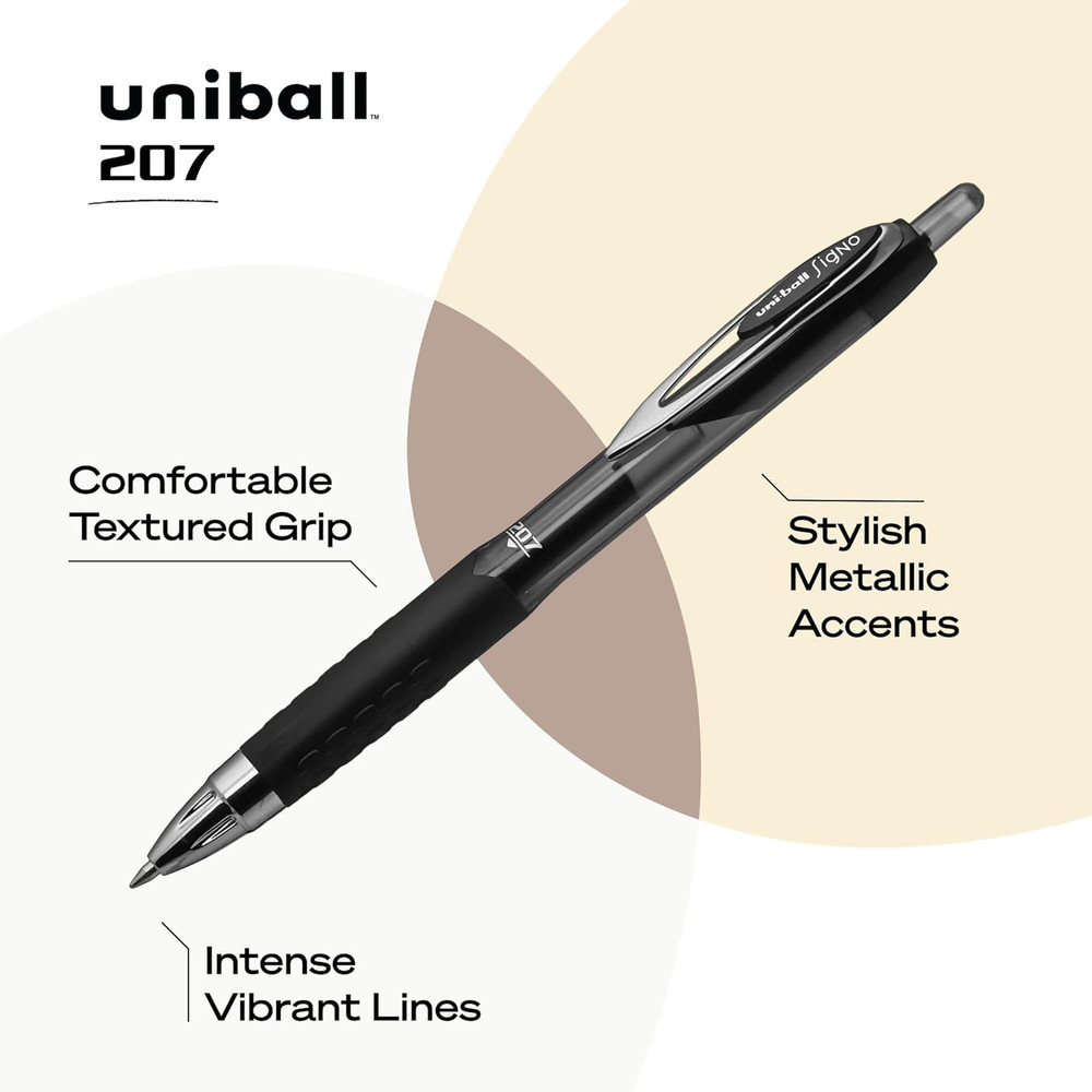 27 Retractable Gel Pens Medium Point, .7Mm, Black, 12 Pack