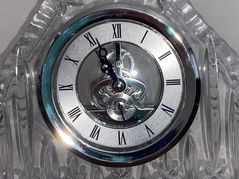 Large German Gorham Crystal Clock Lady Anne Silver Skeleton Clock