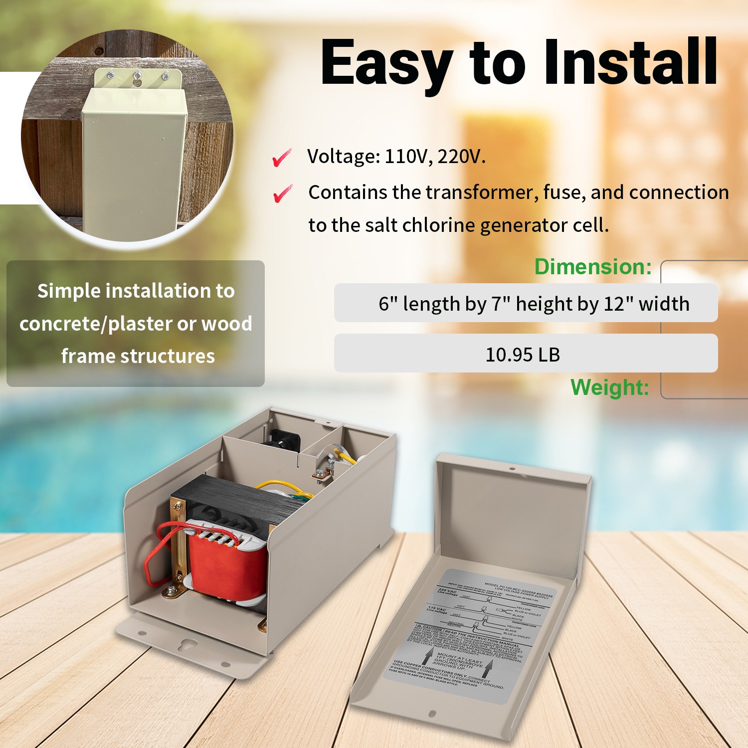 520556 IntelliChlor SCG Power Center For Pentair Salt Chlorine Generator System