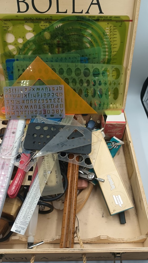 Vintage Drafting Tool Lot Neptune Compass Set Geometry Tools 50+ Items