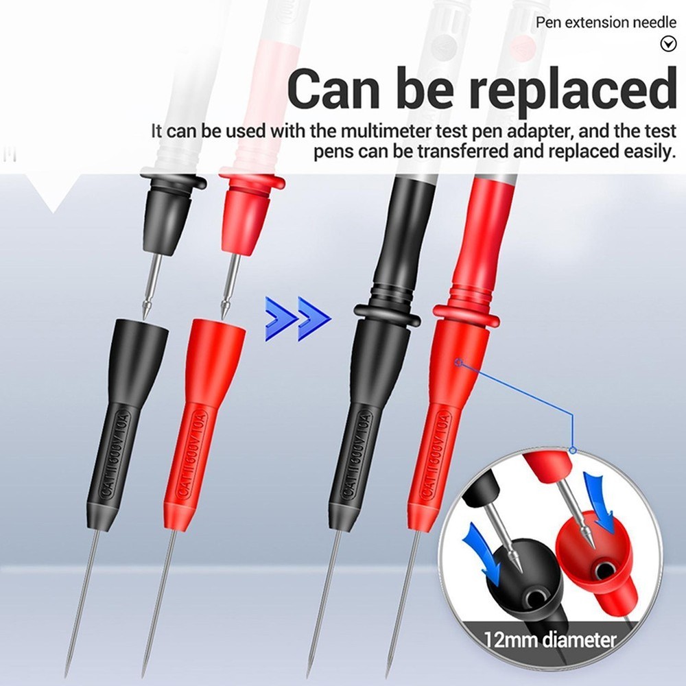 2 Pcs Multimeter Test-Lead Extension Back Probe Tip Needle Micro-Needle New