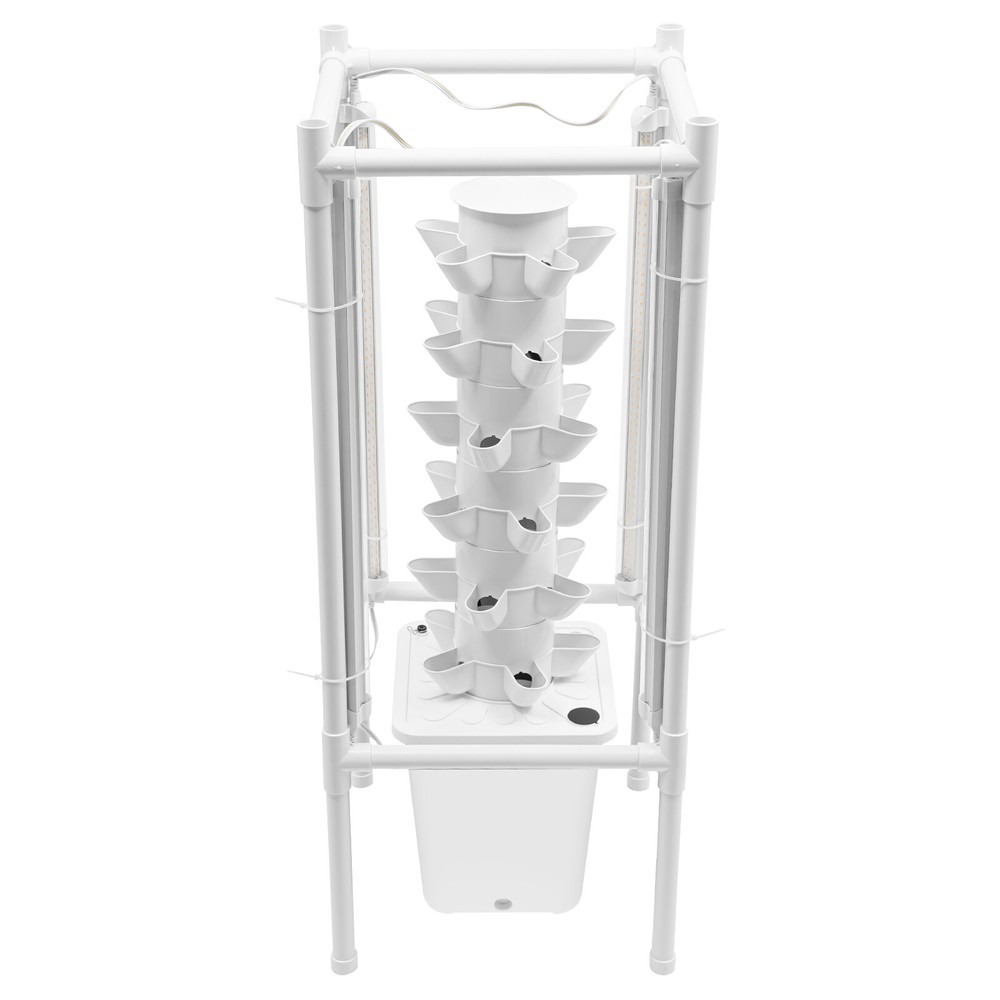 30-Pot Vertical Hydroponic Tower System Set with LED Lighting & Auto-Watering