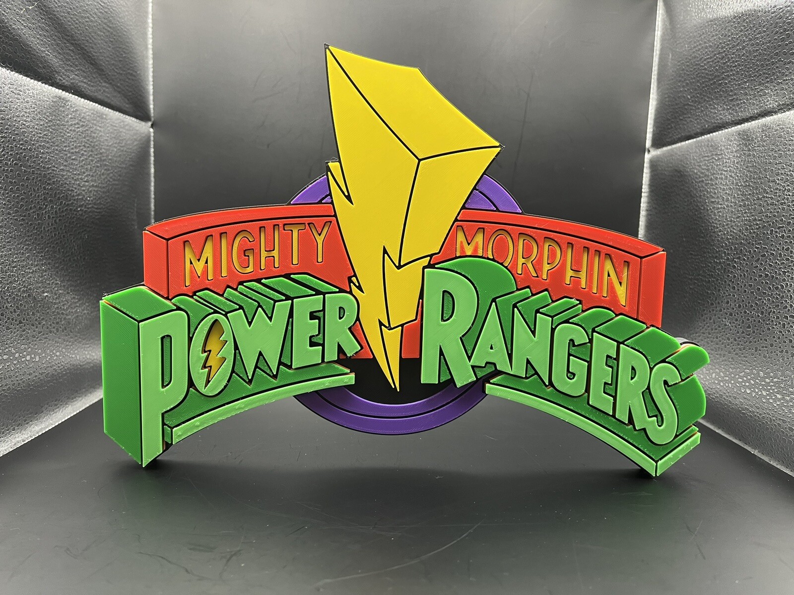 Mighty Morphin Power Rangers Logo Sign Display | 3D Wall Desk Shelf Art 11 inch