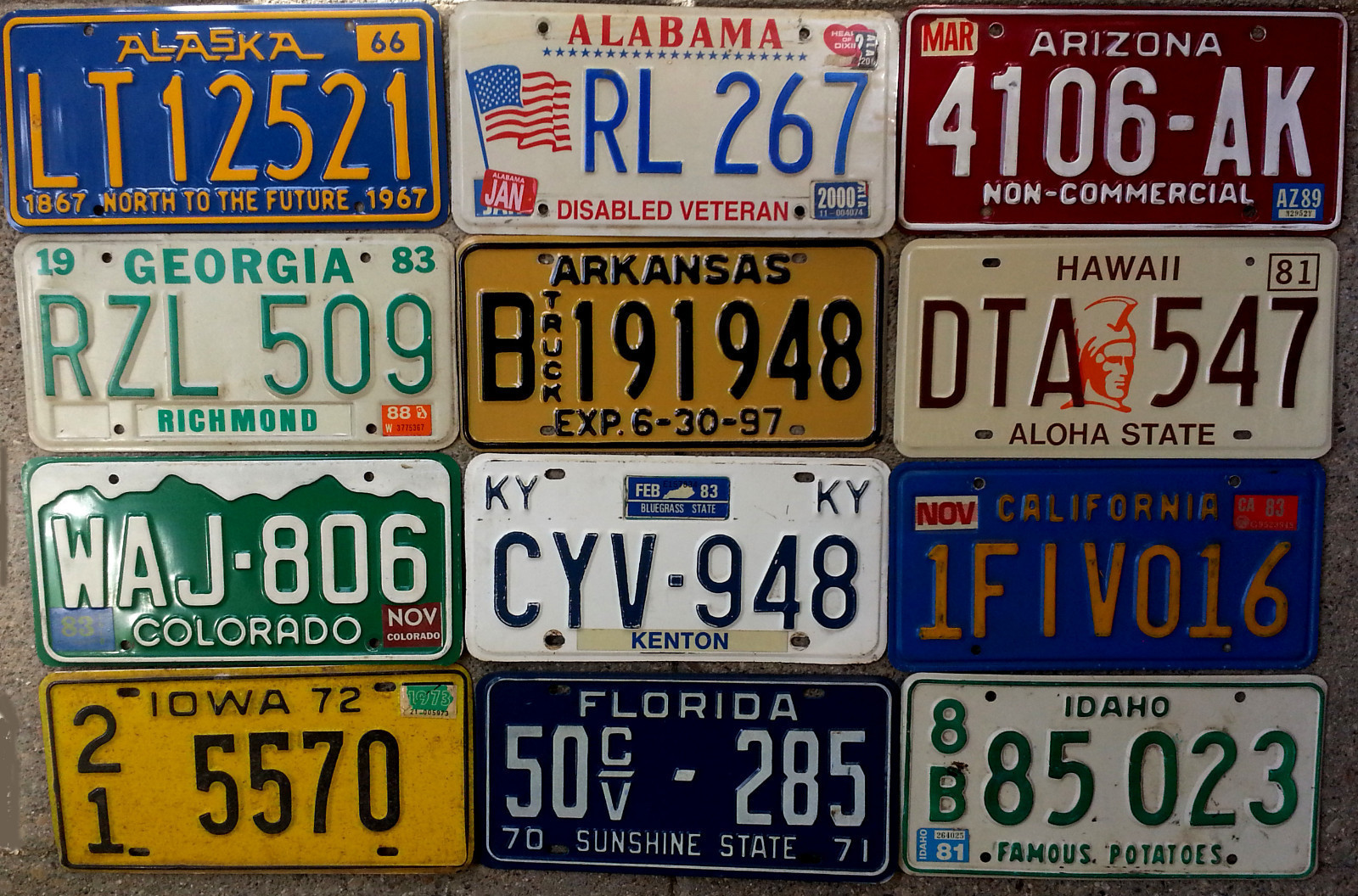 ALL 50 UNITED STATES VINTAGE LICENSE PLATE SET NUMBER TAG LOT USA RARE 1960s-90s