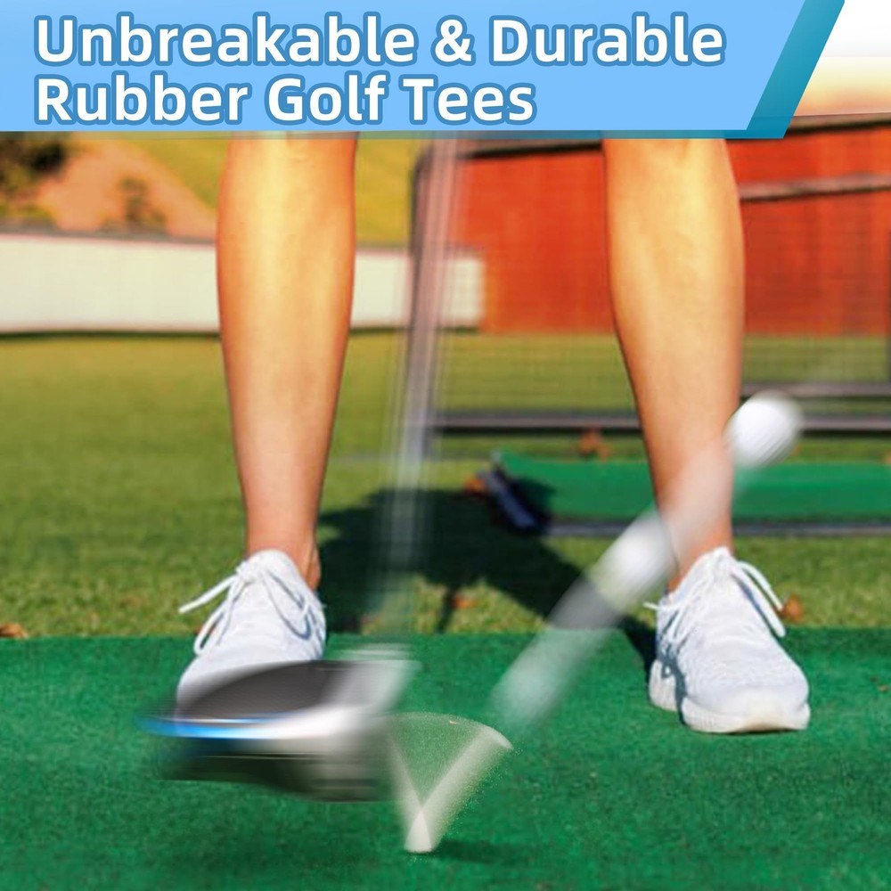 Durable Rubber Golf Tees for Driving Range & Simulator - 32 Pcs, 6 Sizes