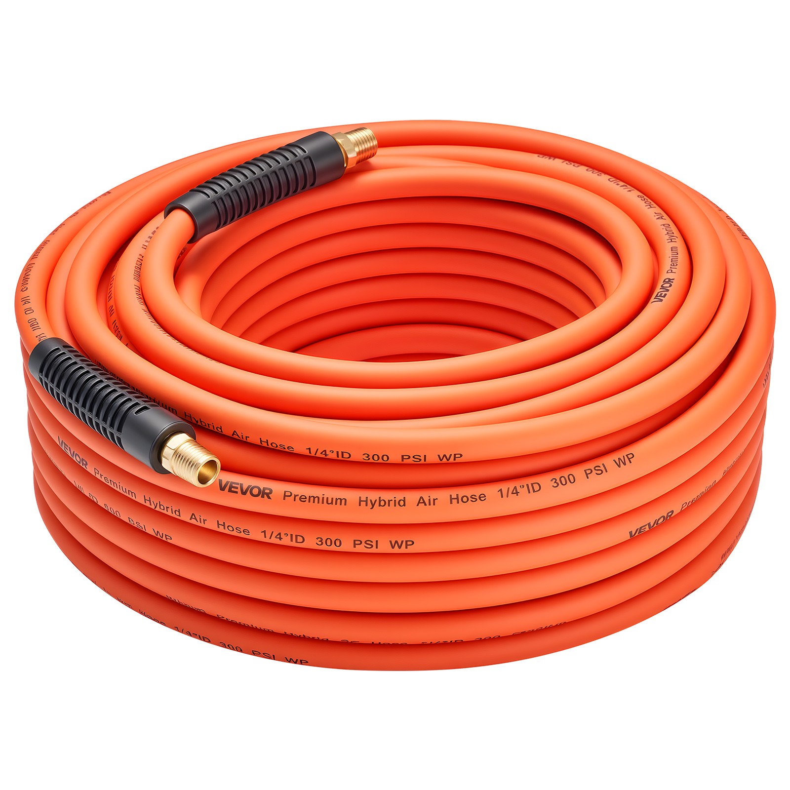 VEVOR Air Hose 1/4"x100ft Hybrid Air Hose with 1/4 inch Solid Brass Male Fitting