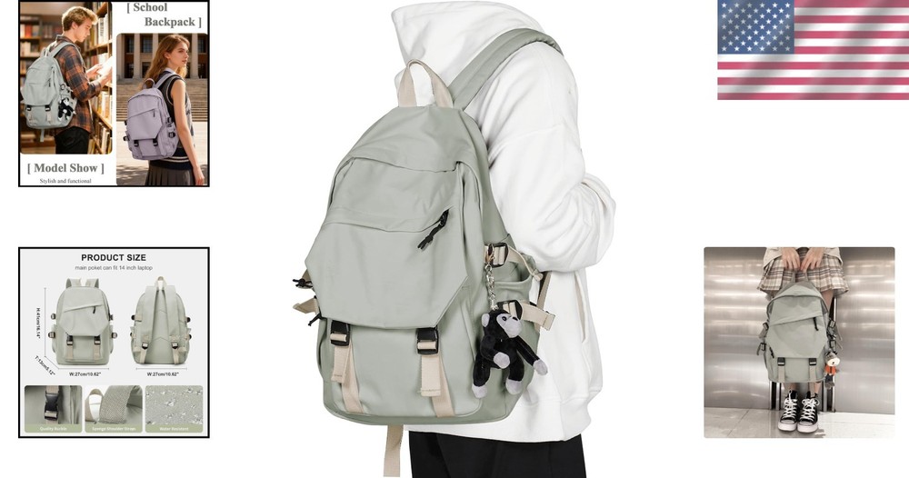Compact 14-Inch Laptop Backpack with Multiple Pockets - Perfect for School