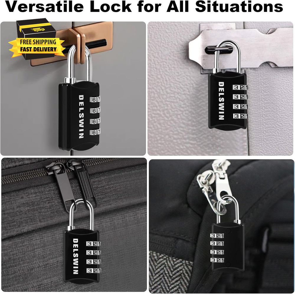 Small Combination Lock for Locker, 4-Digit Mini Combo Lock for Backpack and Lugg