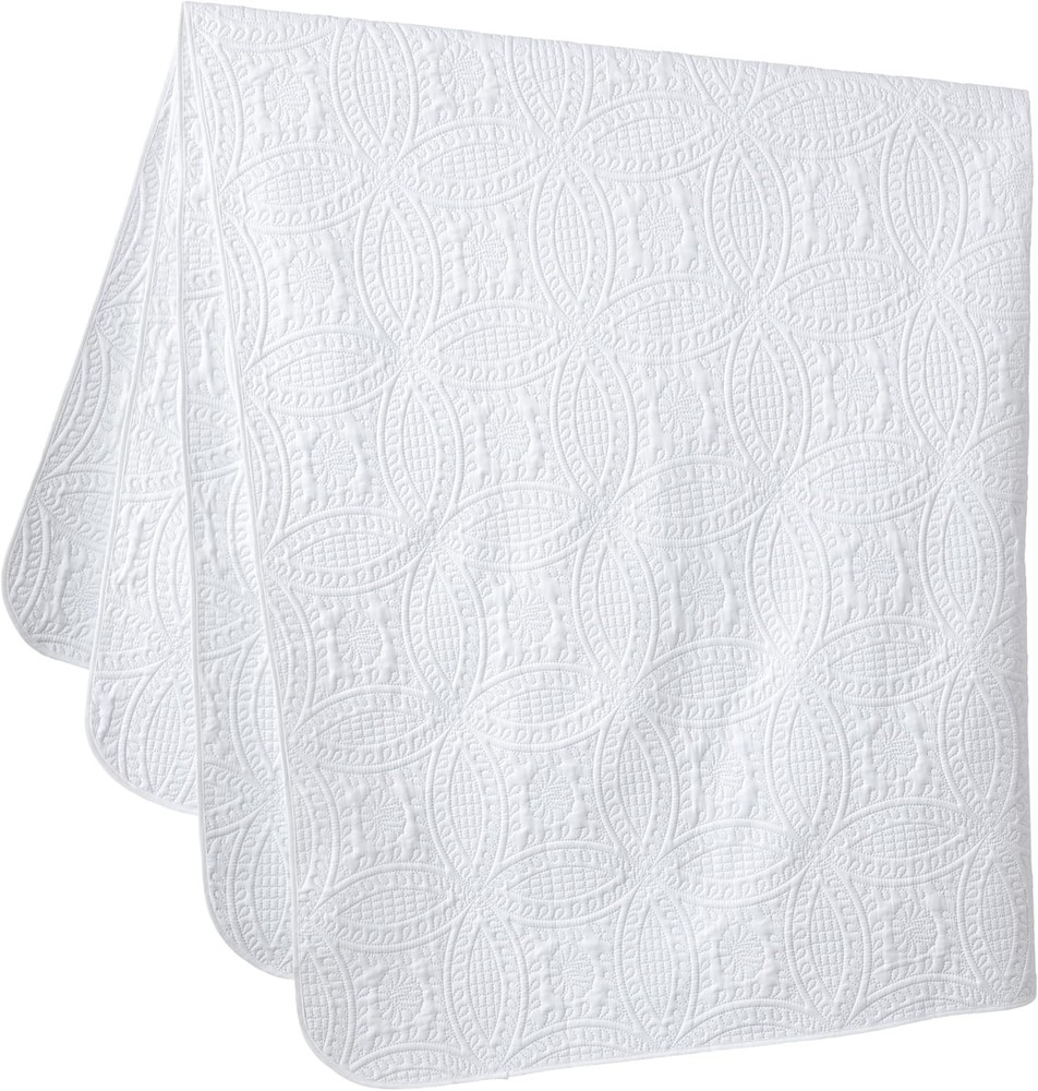 Austin Oversized Bedspread Set - 3-Piece King in Soft White Medallion Pattern