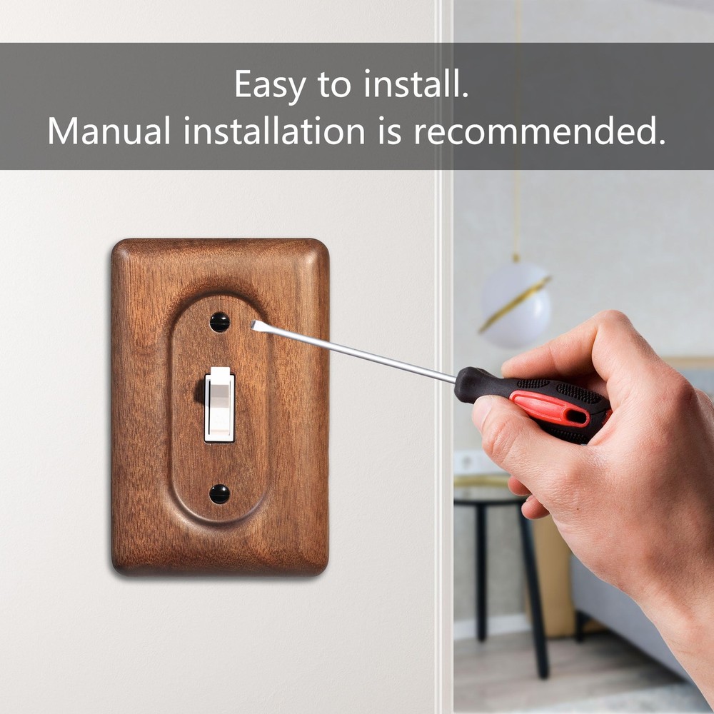 Solid Walnut Light Switch Cover Decorative Single Toggle Wall Plate for Rusti...