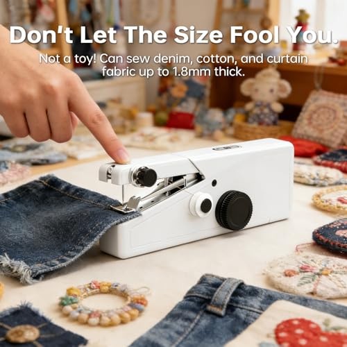 Handheld Sewing Machine For Beginners, Mini Sewing Machine Portable, Easy White
