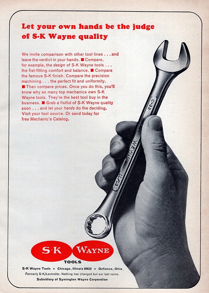 1965 SK Wayne Tools Wrench Original Print Ad