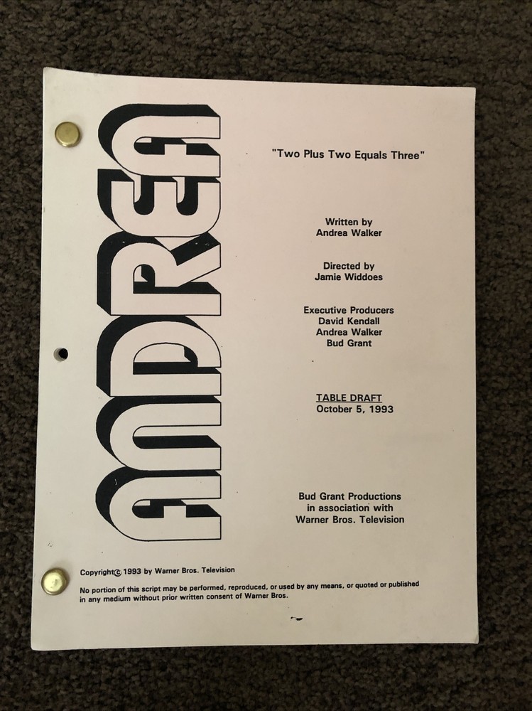 ORIGINAL SCRIPT Warner Bros. 1993 "TWO PLUS TWO EQUALS THREE" Walker Widdoes