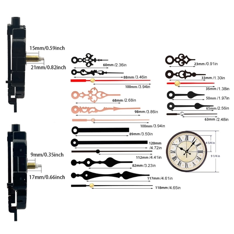 2 Pack Pendulum Clock Movement with Hands for Hobbyists with Quartzs Technology