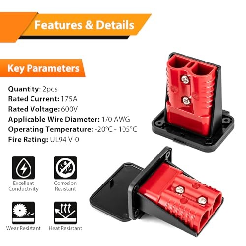 2pcs Battery Quick Connect/Disconnect Electrical Connector Plug with 175A