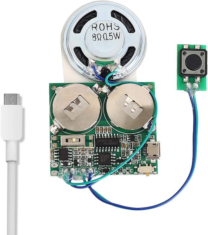 Recordable Sound Module, 8M USB Programmable Sound Chip with Speaker, Push Bu...