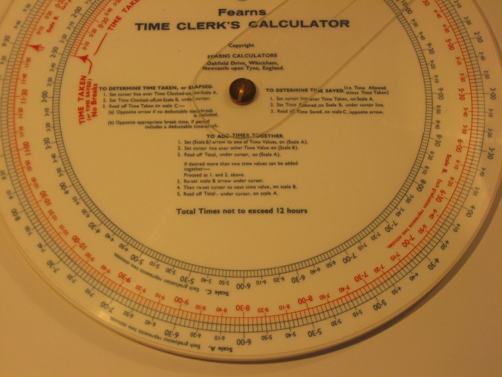 Fearns Time Clerk's Calculator Circular