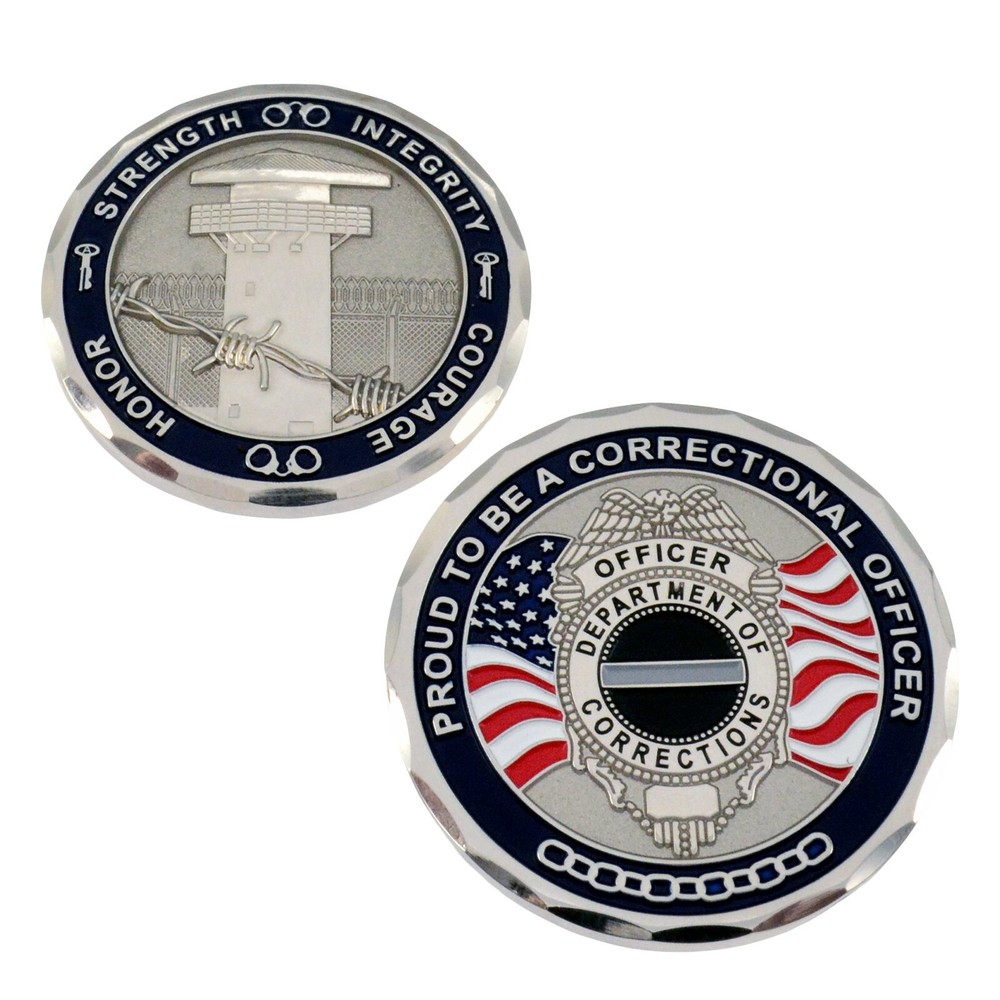 Corrections Officer Badge Challenge Coin Thin Gray Line Prisons Core Values