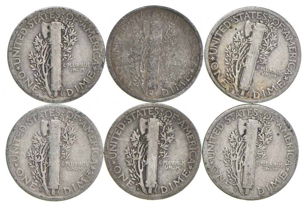 VG+ 1926-D Mercury 90% Silver Dime