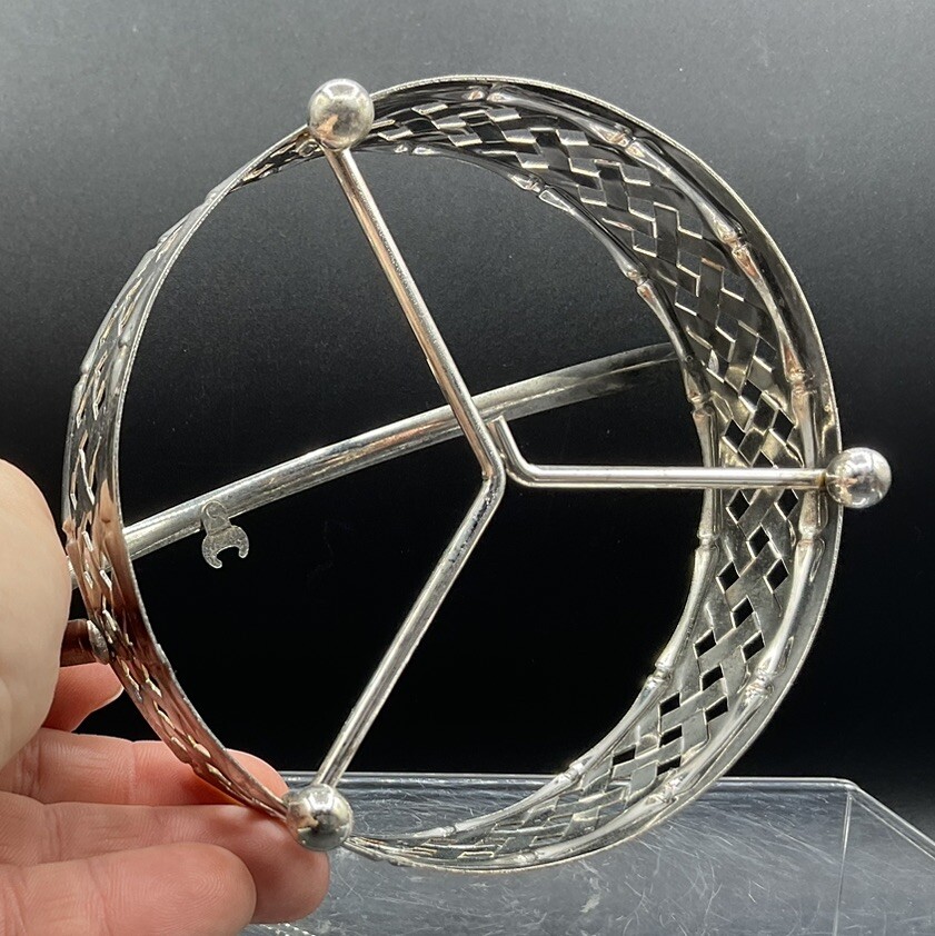 VINTAGE SILVER PLATE BOWL HOLDER WITH UTENSIL HOLDER