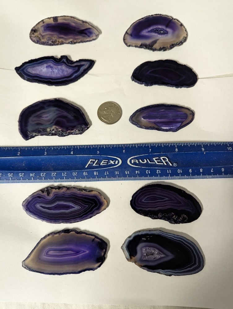 10 large thin agate slices per lot purple
