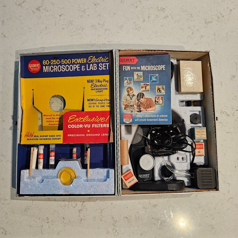 Vintage Gilbert Microscope and Lab Set Career Building Science 1960 Incomplete