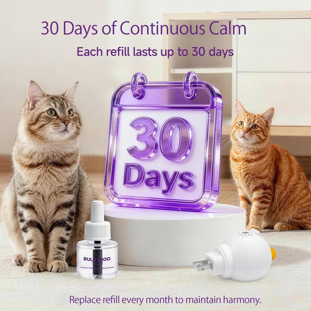 Cat Calming Pheromone Diffuser Set (Whole Home 3-Pack) – 3 Diffusers + 3 x 48...
