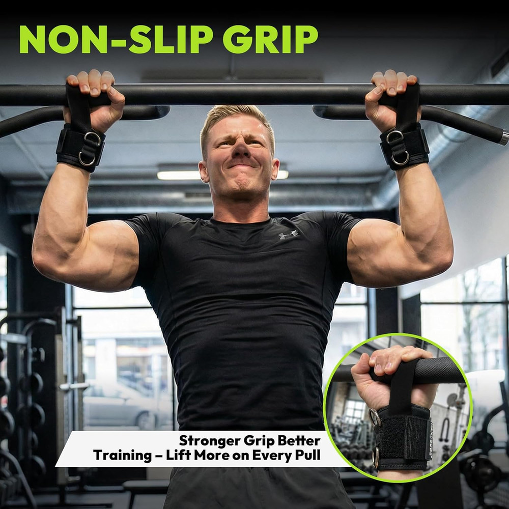 Premium Weight Lifting Straps with Cuffed D Ring for Enhanced Grip
