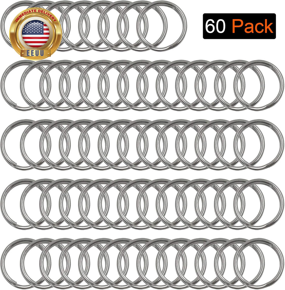 60Pcs Small Key Chain Ring, Stainless Steel Split Rings, Mini Split Jump Ring wi