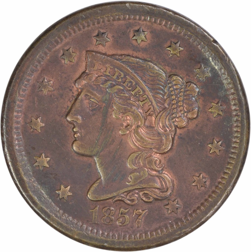 1857 Large Cent Small Date AU Uncertified #320