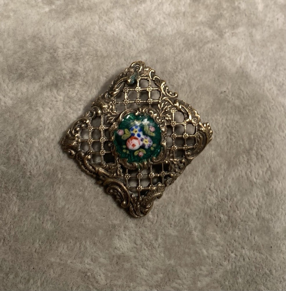 Victorian Openwork Filigree Enamel Button 1-1/2” Diameter