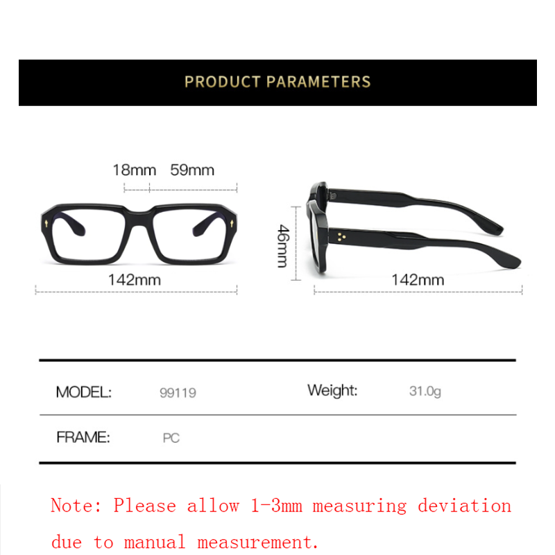 Square Thick Frame Reading Glasses Men Blue Light Blocking Clear Lens Glasses
