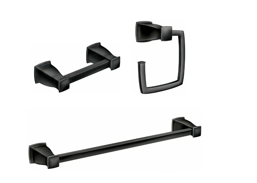 MOEN Hensley 3-Piece Bath Accessory - Hardware Set in Matte Black