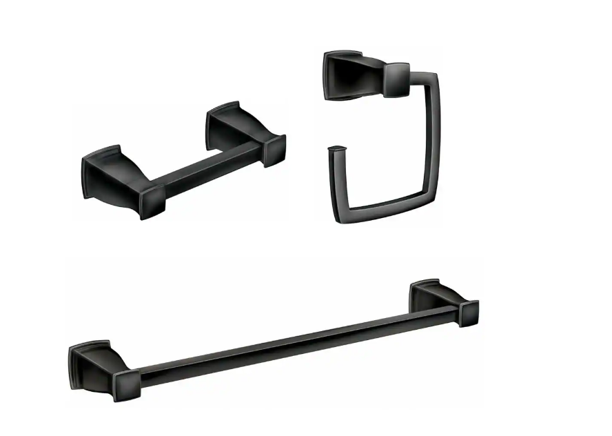MOEN Hensley 3-Piece Bath Accessory - Hardware Set in Matte Black