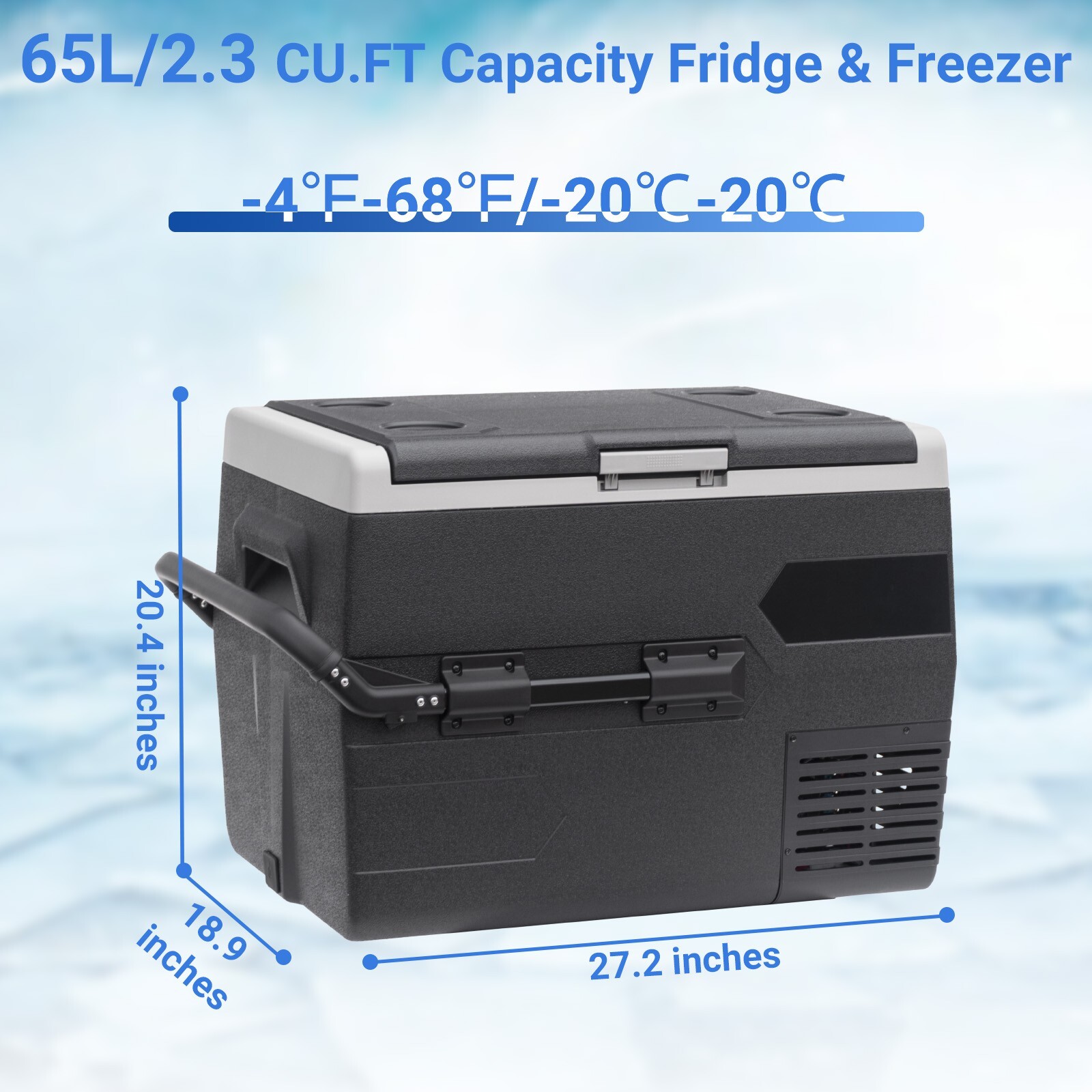 65L Portable Travel Car Refrigerator Freezer Truck Mini Fridge Camping 12V 24V