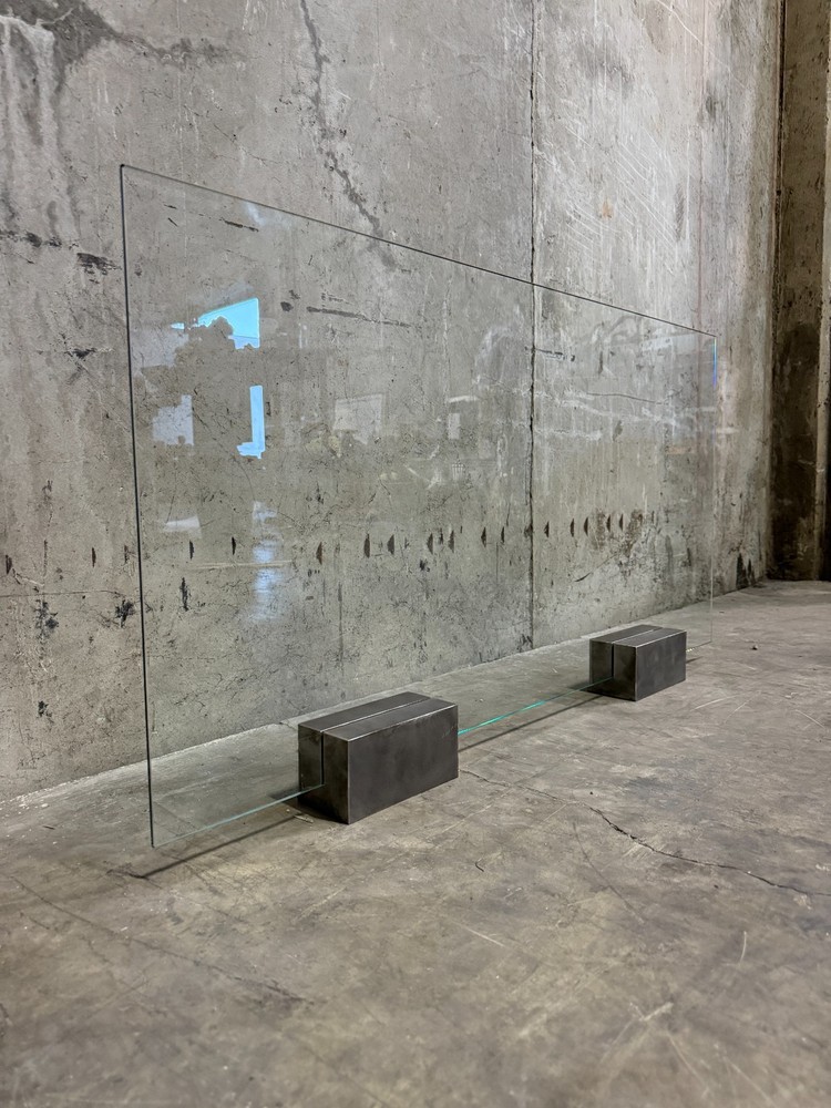 Michael S. Smith Glass Fireplace Screen Solid Steel Base Custom