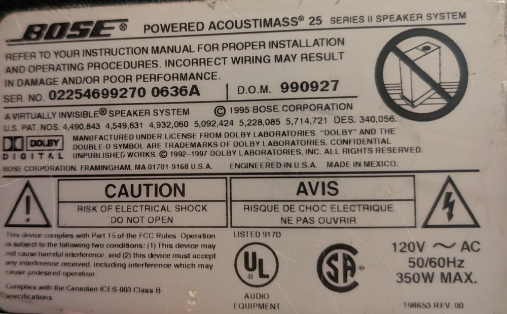 BOSE Acoustimass 25 Series II Amplifier Module