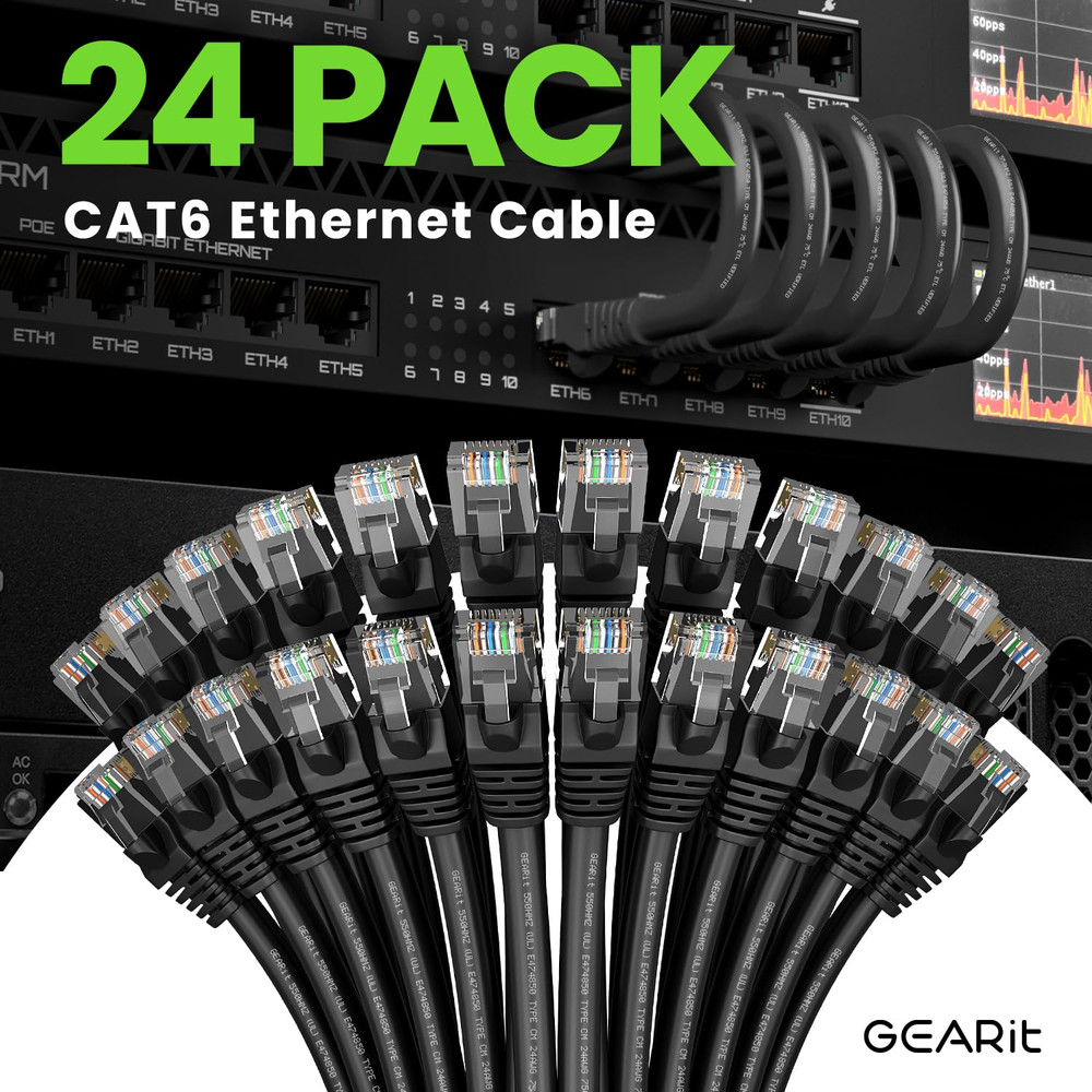 Cat 6 Ethernet Cable Pack - Cat6 Ethernet Patch Cables | RJ45 Network Patch Cabl