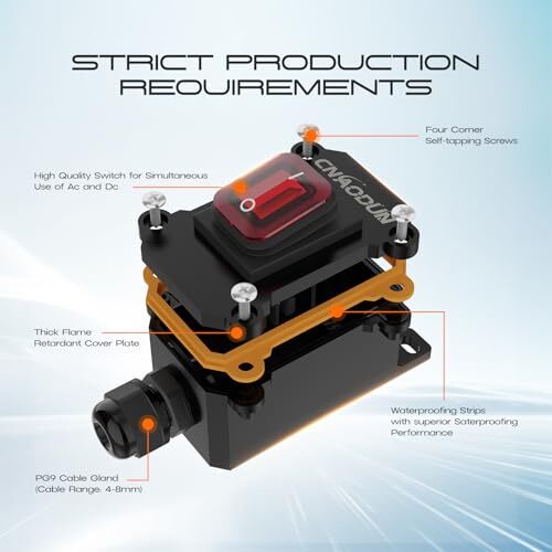 Waterproof Inline Cord Switch 35A-125V30A-250V AC On Off Toggle Switch with