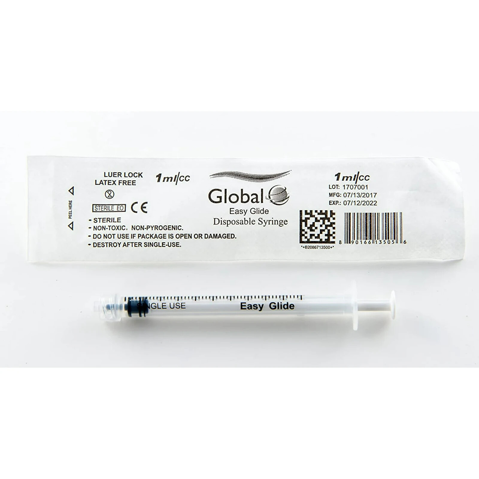 Global Medical Products - Easy Glide 1cc Luer Lock Syringe (No Needle) - QTY 100
