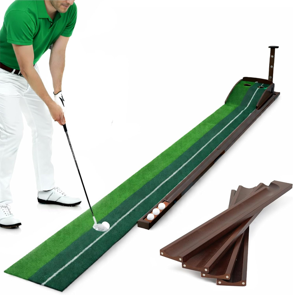 Indoor Golf Putting Mat with Automatic Ball Return - Non-Slip Surface